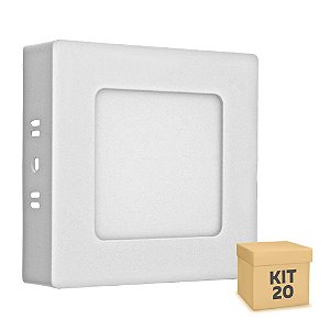 Kit 20 Luminária Plafon 6w LED Sobrepor Branco Neutro