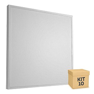 Kit 10 Luminária Plafon 60x60 45W LED Sobrepor Branco Quente