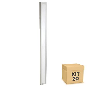 Kit 20 Luminária Plafon 10x120 30w LED Sobrepor Branco Frio Borda Branca