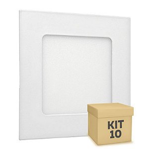 Kit 10 Luminária Plafon LED 6w Embutir Branco Frio
