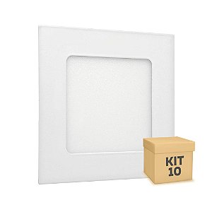 Kit 10 Luminária Plafon LED 6w Embutir Branco Quente