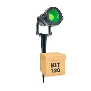 Kit 120 Espeto de Jardim LED 3w Verde