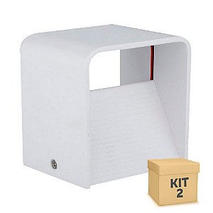 Kit 2 Luminária Arandela LED 3W Cubo Branco Quente Branco
