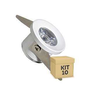 Kit 10 Spot LED COB 1W Embutir Branco Frio