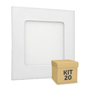 Kit 20 Luminária Plafon LED 6w Embutir Branco Quente