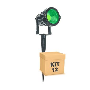 Kit 12 Espeto de Jardim LED 5w Verde