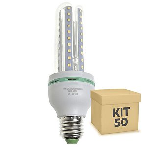 Kit 50 Lâmpada LED Milho 3U E27 12W Branco Frio | Inmetro