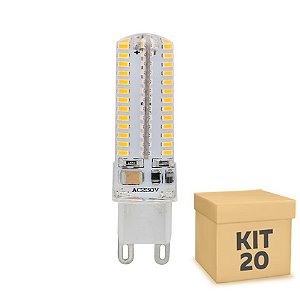 Kit 20 Lampada LED Halopin G9 5w Branca|Amarela 110V | Inmetro