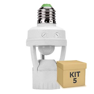 Kit 5 Sensor Presença Soquete E27 Automático