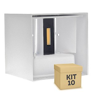 Kit 10 Luminária Arandela LED 10W Branco Quente Direcionável Cubo Branco