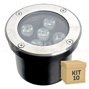 Kit 10 Spot Balizador LED 5W Branco Quente para Piso