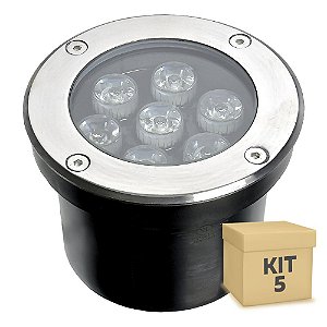 Kit 5 Spot Balizador LED 7W Branco Frio para Piso