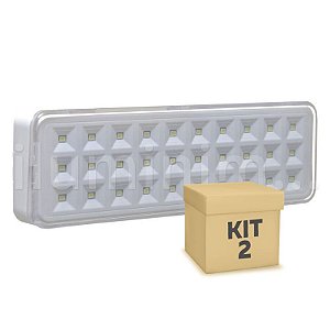 Kit 2 Luminária de Emergência 30 LEDs | Slim