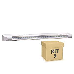 Kit 5 Luminária de Emergência 30 LEDs | Super Slim