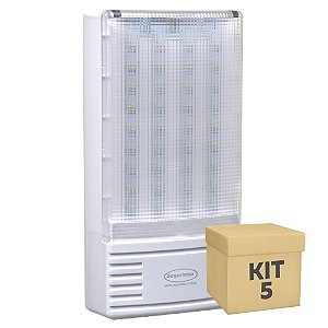 Kit 5 Luminária de Emergência 300 Lúmens | Premium