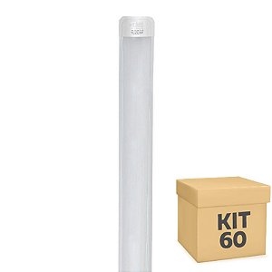 Kit 60 Tubular LED Sobrepor Completa 36W 1,20m Branco Quente | Inmetro