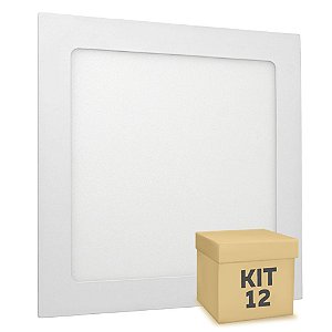 Kit 12 Luminária Plafon 18w LED Embutir Branco Neutro