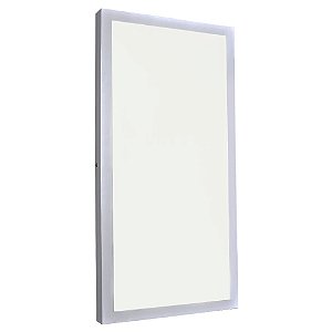 Luminária Plafon 30x60 24W LED Sobrepor Branco Quente Borda Branca