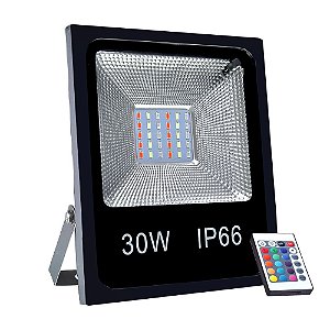 Refletor Holofote MicroLED SMD 30w RGB Colorido com Controle