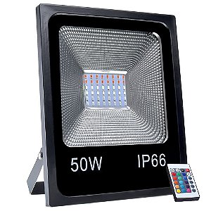 Refletor Holofote MicroLED SMD 50W RGB Colorido com Controle