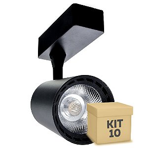 Kit 10 Spot LED 12W Branco Quente para Trilho Eletrificado Preto