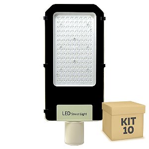 Kit 10 Luminária Pública Ultra LED SMD 100w Branco Frio