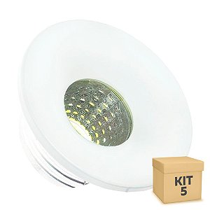 Kit 5 Mini Spot LED COB 3W Embutir Redondo