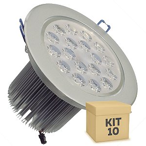 Kit 10 Spot Dicróica 18w LED Direcionável Corpo Aluminio