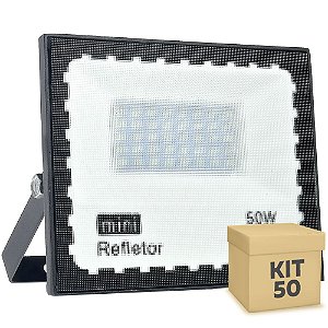 Kit 50 Mini Refletor Holofote LED SMD 50W Branco Frio IP67