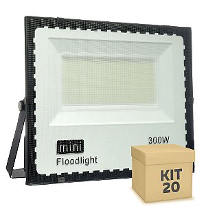 Kit 20 Mini Refletor Holofote LED SMD 300W Branco Frio IP67
