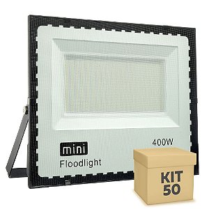 Kit 50 Mini Refletor Holofote LED SMD 400W Branco Frio IP67