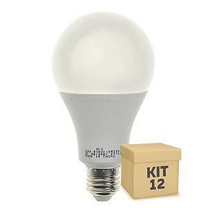Kit 12 Lâmpada LED Bulbo E27 20W Bivolt Branco Frio | Inmetro