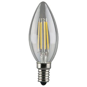 Lâmpada LED Vela Filamento Cristal E14 4W Bivolt Branco Quente | Inmetro