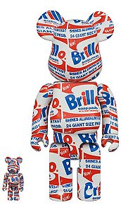 MEDICOM TOY x ANDY WARHOL - Boneco Bearbrick 400% E 100% "Brillo" -NOVO-