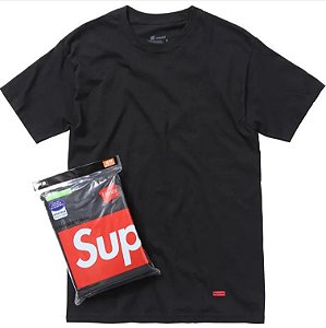 SUPREME x HANES - Camiseta UNIDADE "Preto" -NOVO-