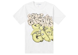 COMME DES GARÇONS x KAWS - Camiseta "Branco/Amarelo" -NOVO-