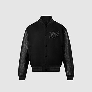 LOUIS VUITTON - Jaqueta Monogram Embossed Leather And Wool Blouson "Preto" -NOVO-