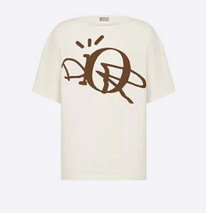 DIOR x CACTUS JACK - Camiseta Oversized "Branco/Marrom" -NOVO-
