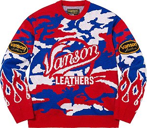 SUPREME x VANSON LEATHERS - Sweater "Vermelho" -NOVO-