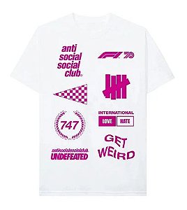 ANTI SOCIAL SOCIAL CLUB x UNDEFEATED x F1 - Camiseta "Branco" -NOVO-