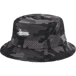 SUPREME - Chapéu Bucket Camo Grid Velvet "Preto" -NOVO-