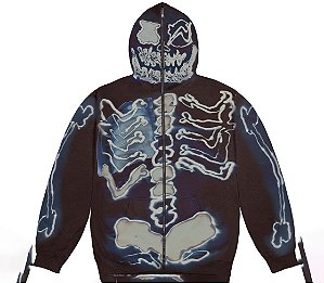 TRAVIS SCOTT x FRAGMENT DESING - Moletom Cactus Jack Skeleton Graffiti Full ZIp "Preto" -NOVO-