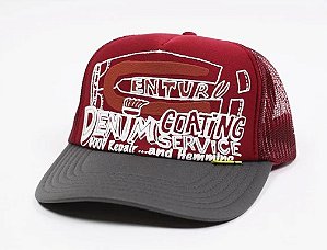 KAPITAL - Boné Trucker Century Denim Coating Service "VInho/Cinza" -NOVO-