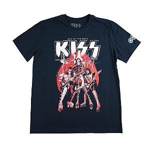 KISS - Camiseta Red Thunder (World Tour) "Azul Marinho" -NOVO-