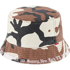 SUPREME - Chapéu Bucket Embroidered Brim "Marrom Camo" -NOVO-
