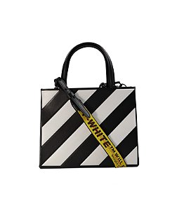 OFF-WHITE - Bolsa Small Diagonal Box "Preto/Branco" -USADO-