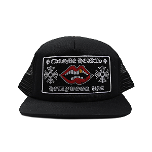 CHROME HEARTS - Boné Trucker Chomper Hollywood "Preto" -NOVO-