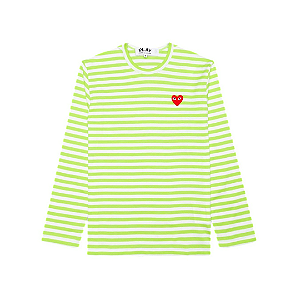 COMME DES GARÇONS - Camiseta Manga Longa Pastelle Striped "Verde/Branco" -NOVO-