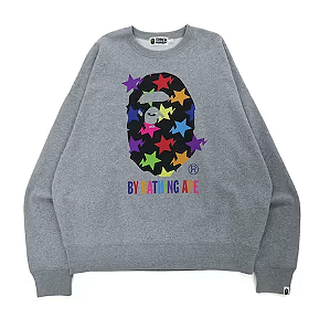 BAPE - Moletom Crewneck Sta Pattern "Cinza" -NOVO-