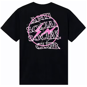 ANTI SOCIAL SOCIAL CLUB x FRAGMENT - Camiseta Bolt FW23 "Preto/Rosa" -NOVO-